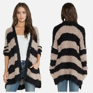 Free People XS navy combo front button cardigan